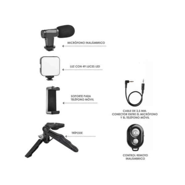 KIT DE ARO DE LUZ CON MICROFONO PARA CELULAR AY-49KA - Imagen 2
