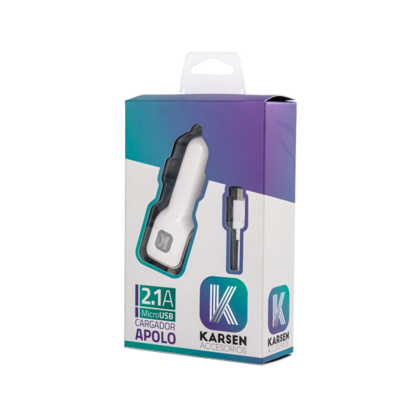 CARGADOR DE AUTO 12V 2.1 AMP A V8 KARSEN 6404 - Imagen 2
