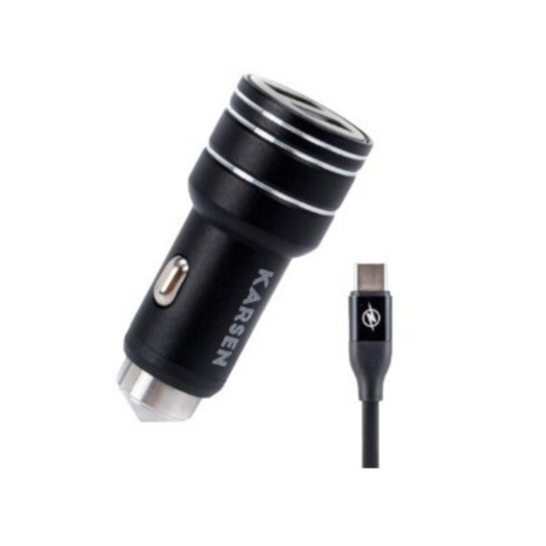 CARGADOR PARA AUTO 12V 3.1 TIPO C 2 PUERTOS USB 7248 / 7006 / 1083 ESTRUENDO
