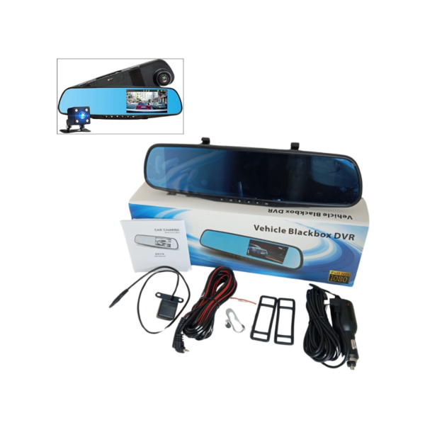 ESPEJO RETROVISOR CON CAMARA FRONTAL Y TRASERA 1080