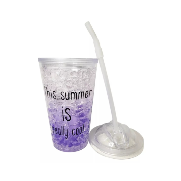 VASO PLASTICO DOBLE PARED CON SORBETE - Imagen 3