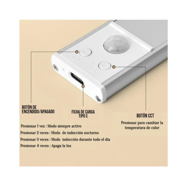 LAMPARA 2 LED CON SENSOR 20CM GY-208 - Imagen 3